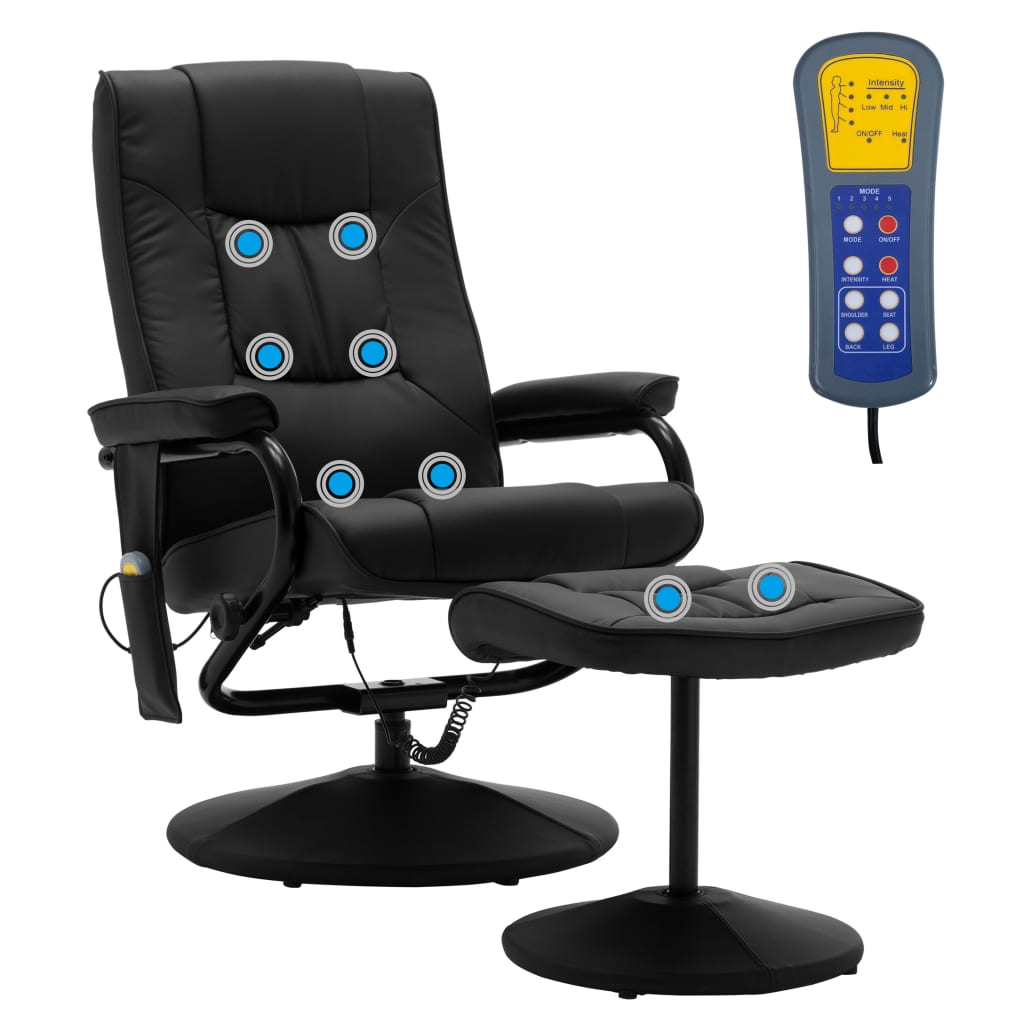 vidaXL Massage Chair with Foot Stool Faux Leather Seat Furniture Multi Colors - Image 3