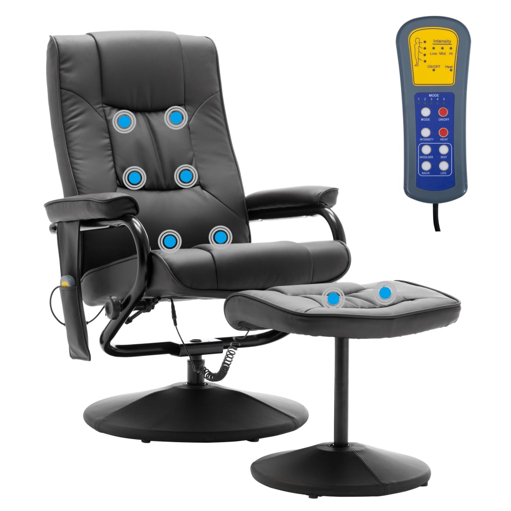 vidaXL Massage Chair with Foot Stool Faux Leather Seat Furniture Multi Colors - Image 6