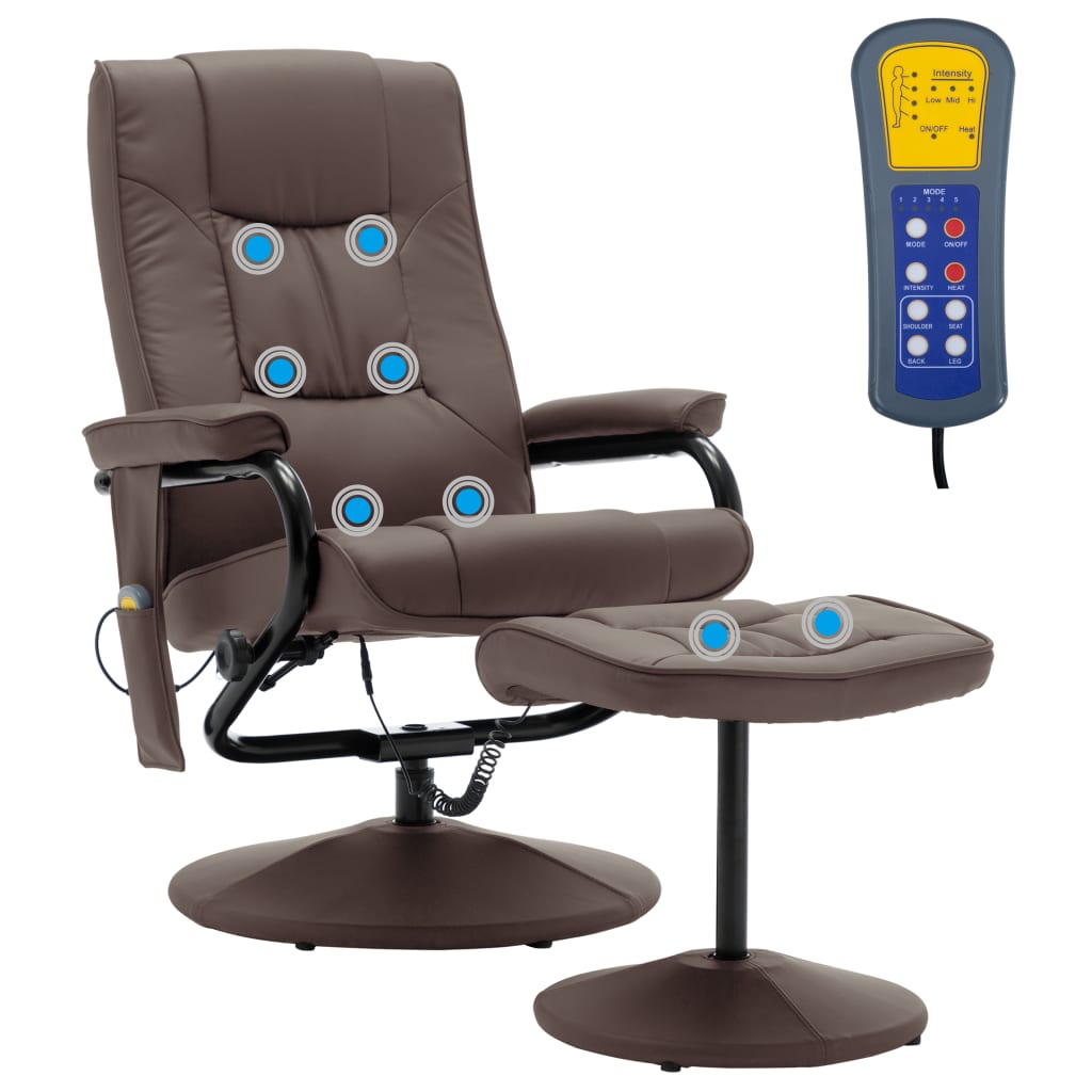 vidaXL Massage Chair with Foot Stool Faux Leather Seat Furniture Multi Colors - Image 9