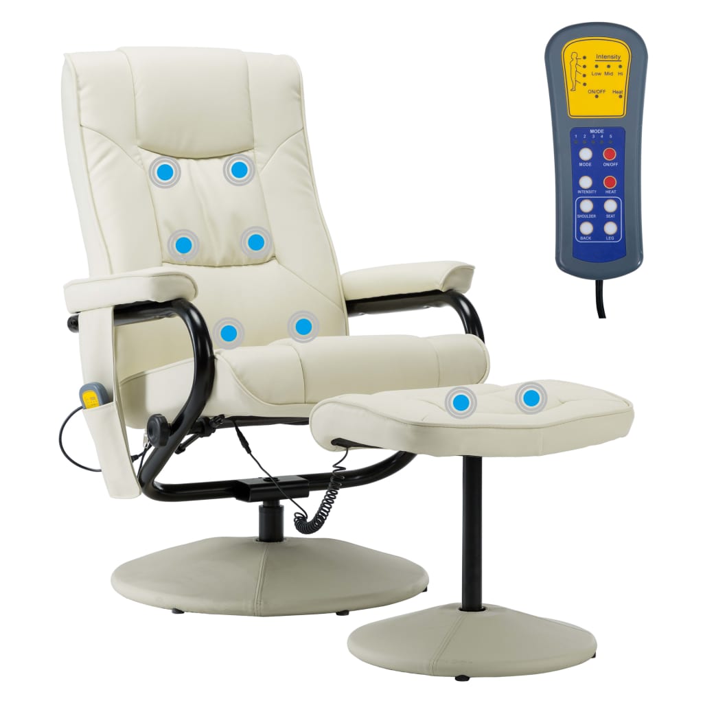 vidaXL Massage Chair with Foot Stool Faux Leather Seat Furniture Multi Colors - Image 12