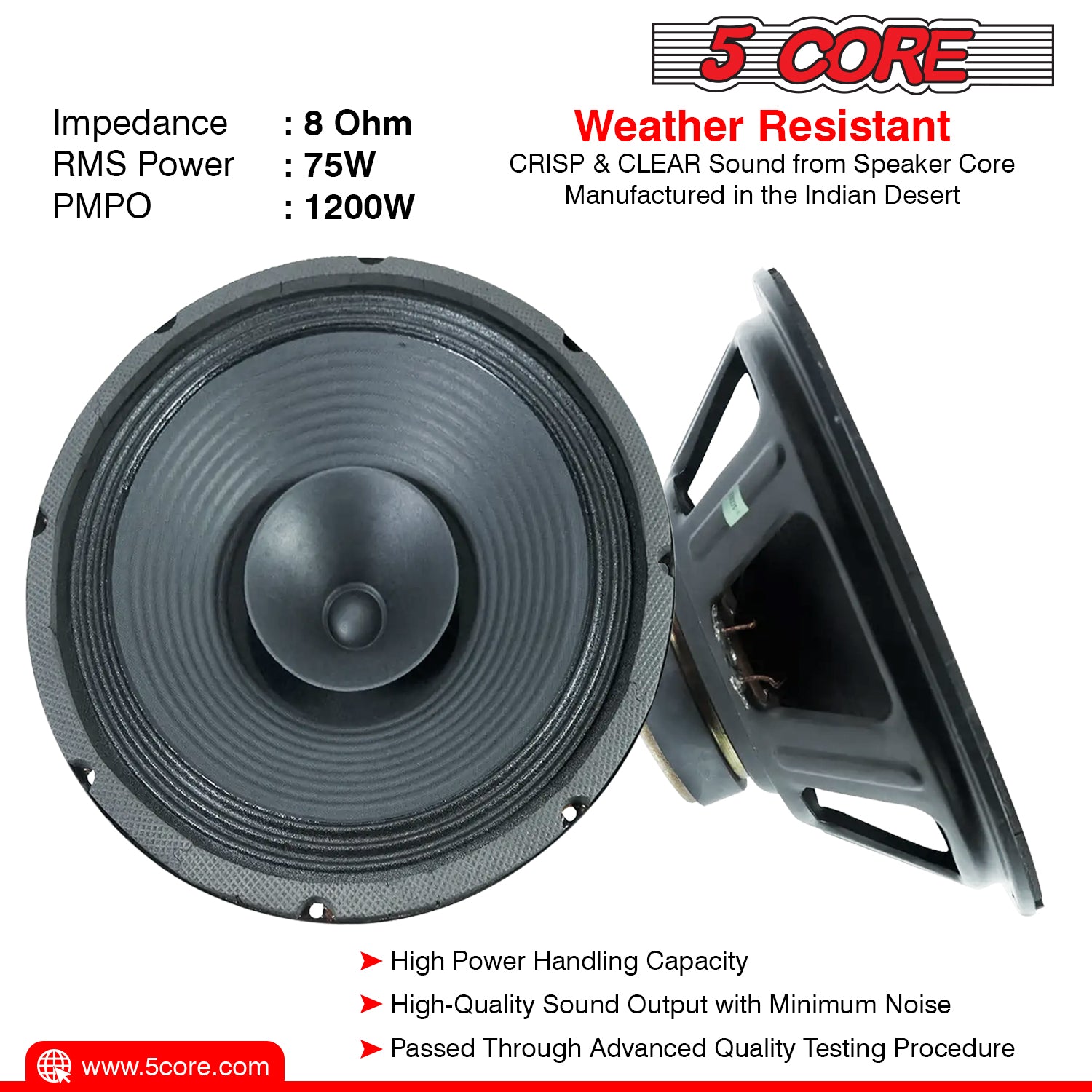 5Core 12" inch Subwoofer Car Audio Premium PA DJ Sub Woofer 1200W FR-12120DC - Image 3