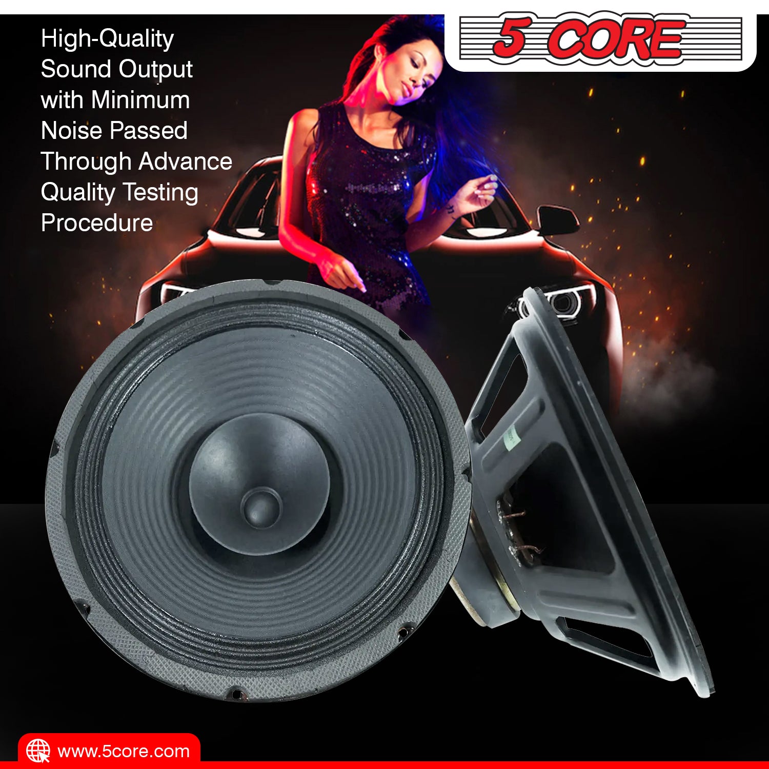 5Core 12" inch Subwoofer Car Audio Premium PA DJ Sub Woofer 1200W FR-12120DC - Image 6