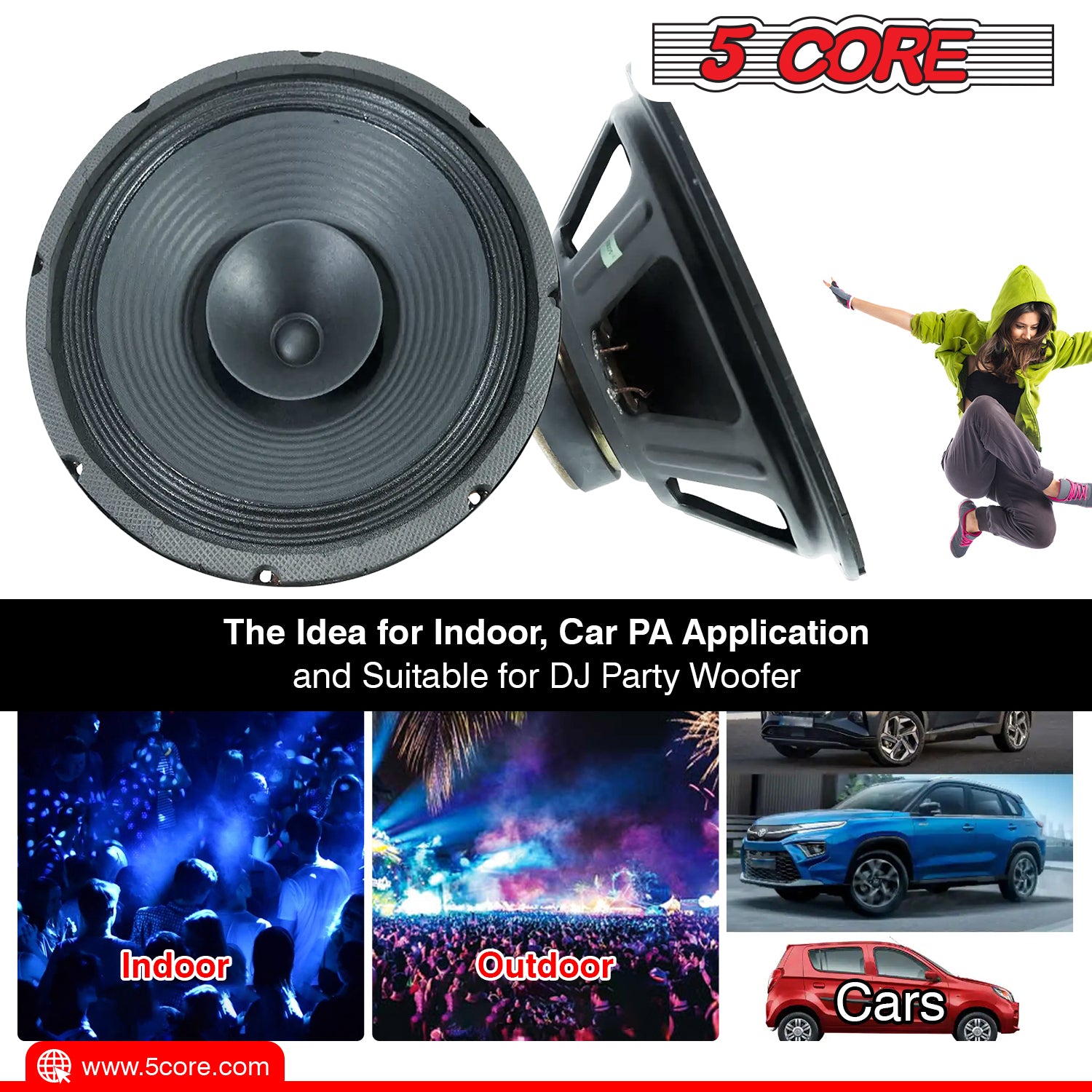 5Core 12" inch Subwoofer Car Audio Premium PA DJ Sub Woofer 1200W FR-12120DC - Image 7