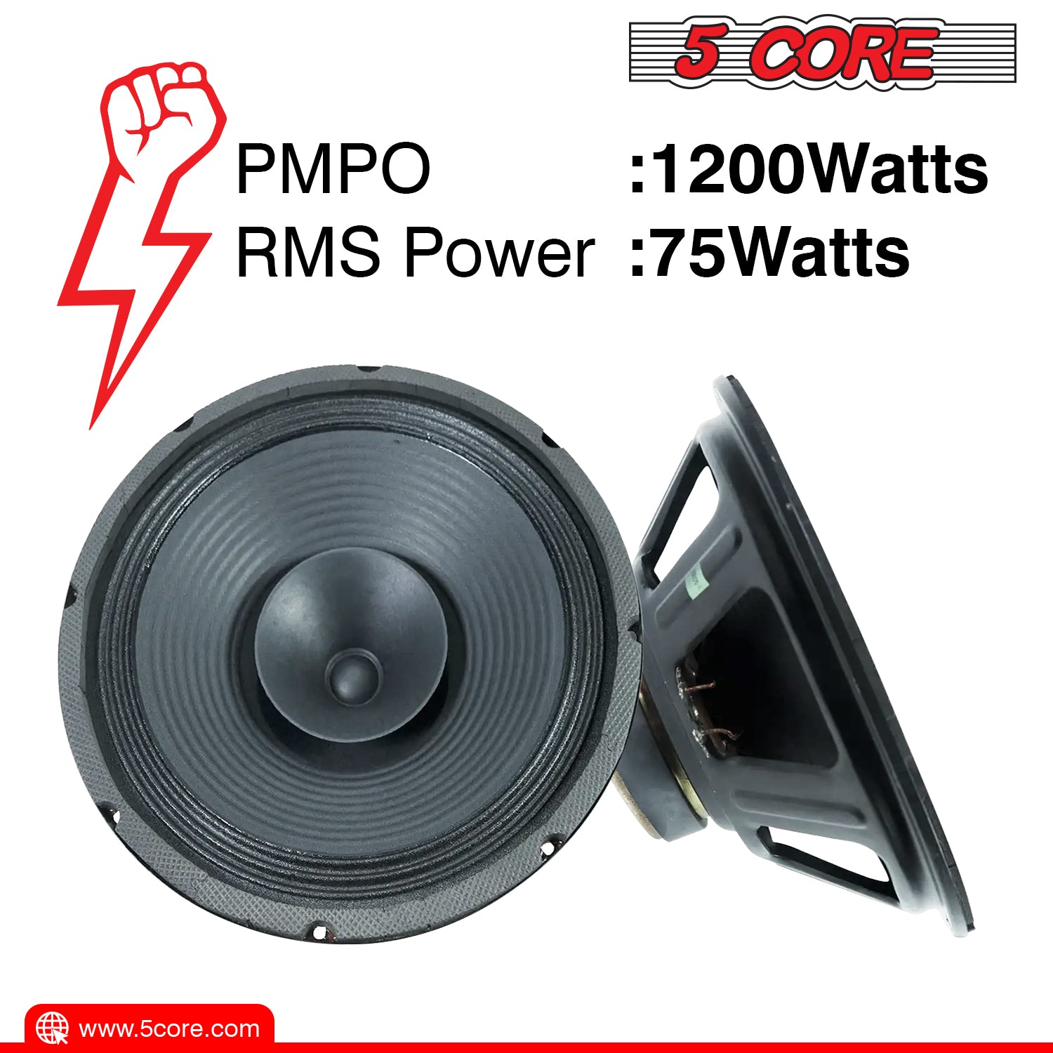 5Core 12" inch Subwoofer Car Audio Premium PA DJ Sub Woofer 1200W FR-12120DC - Image 2