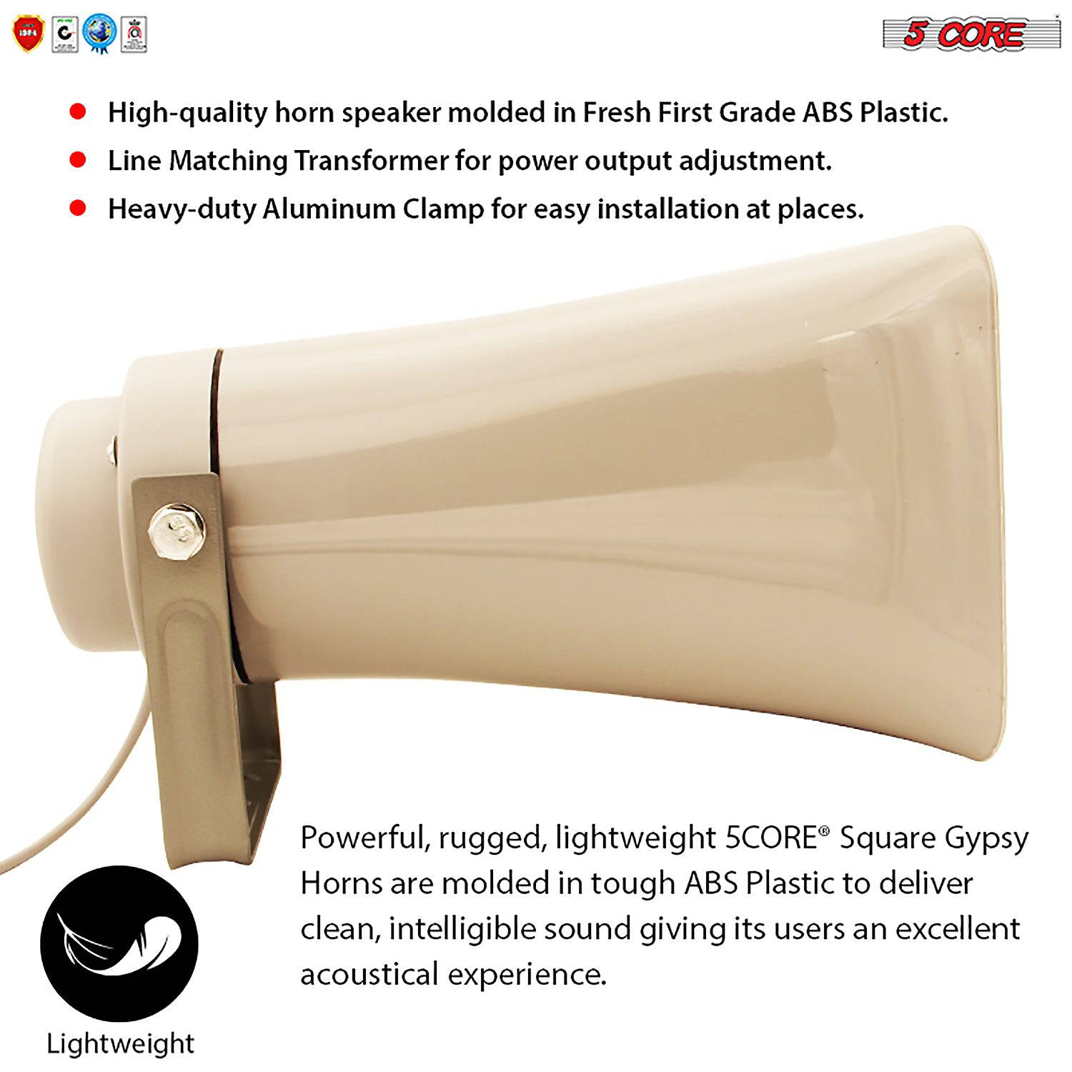 5Core PA Power Horn Indoor Outdoor PRO Waterproof Speaker Driver ABS 2000W Siren SUH-150 - Image 4