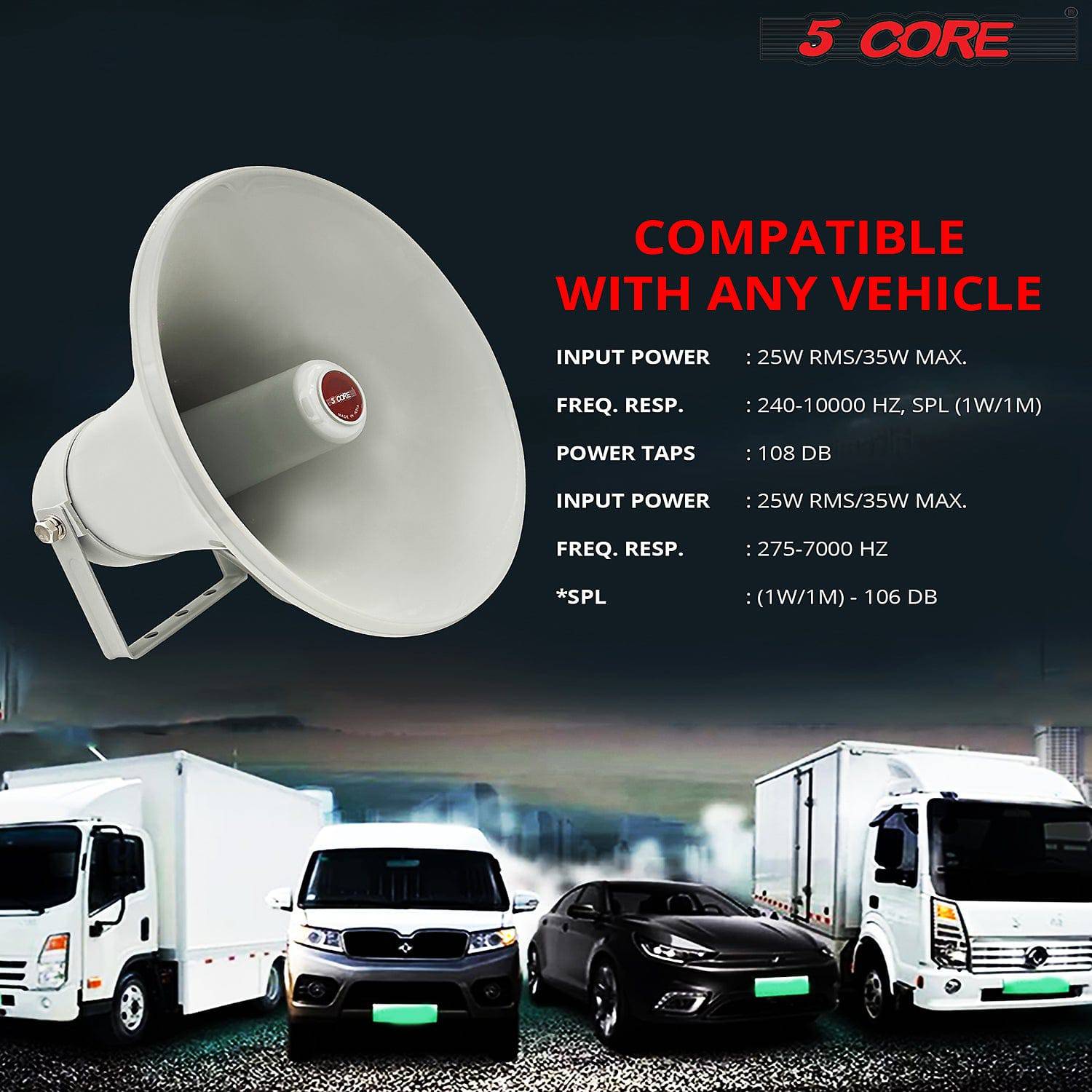 5Core PA Power Horn Indoor Outdoor PRO Waterproof Speaker Driver ABS 100W Siren UHC 300 - Image 8