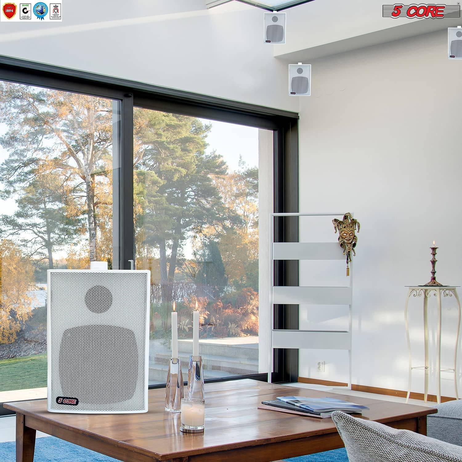 5Core 2 Way 20W Indoor / Outdoor Wall Speakers Pair (2 Pieces) White 13T WHT 1PK - Image 9