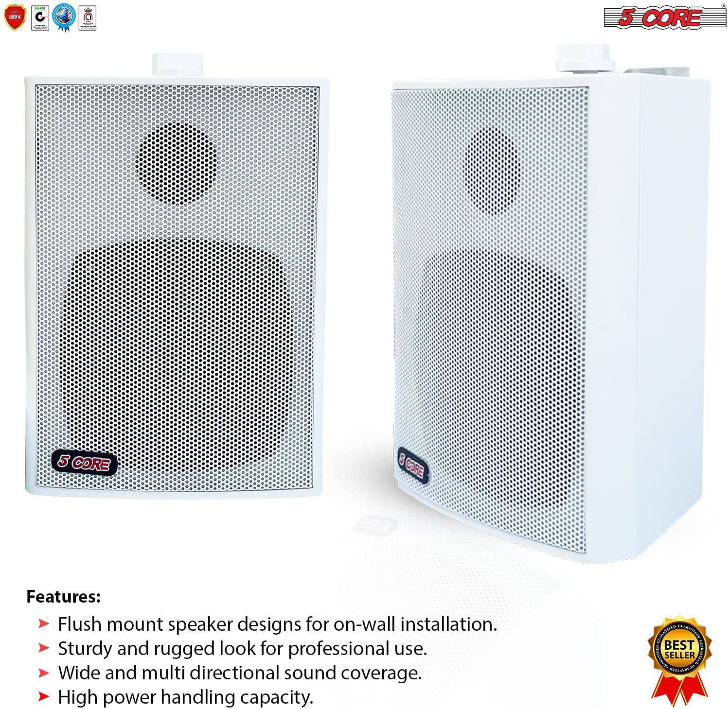 5Core 2 Way 20W Indoor / Outdoor Wall Speakers Pair (2 Pieces) White 13T WHT 1PK - Image 4