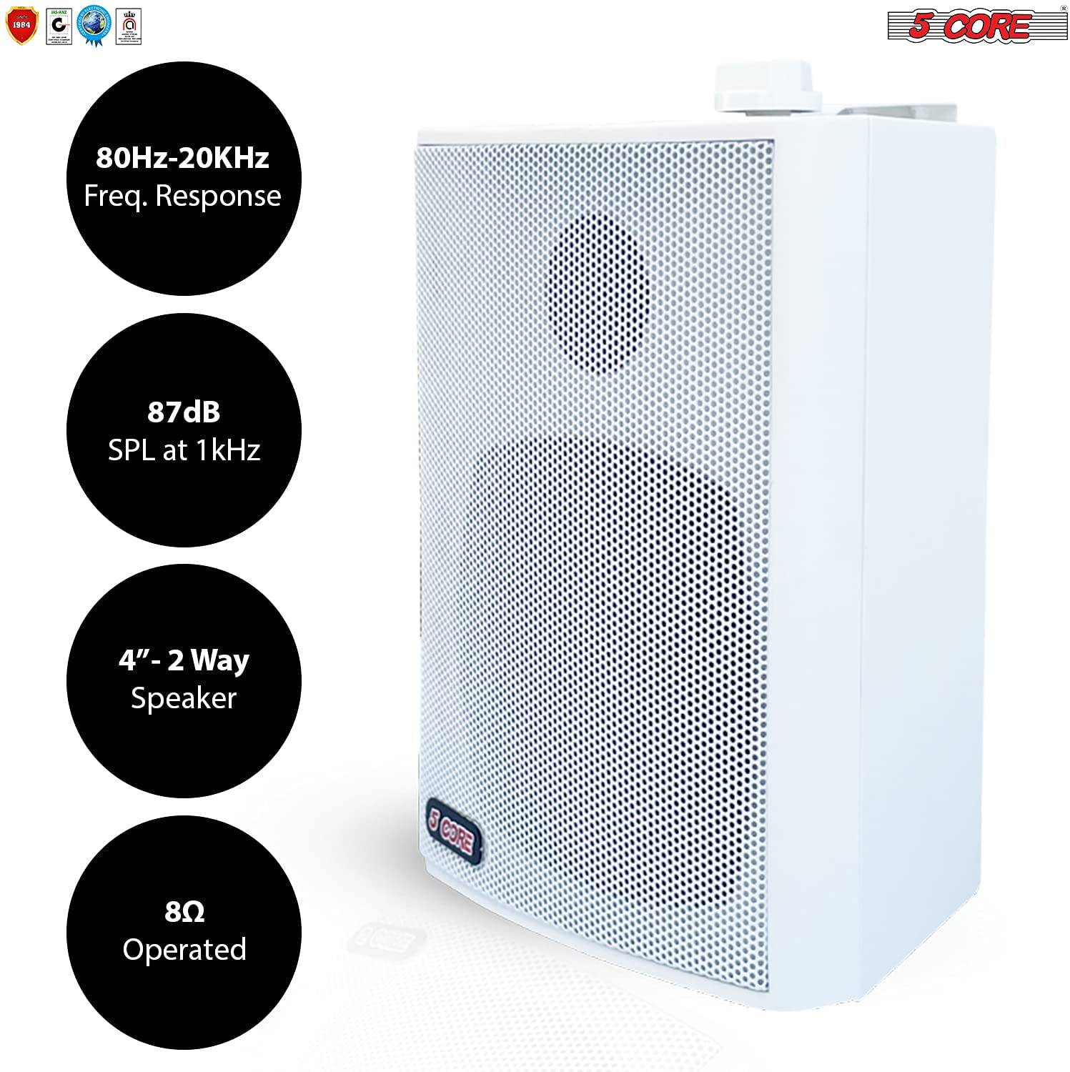 5Core 2 Way 20W Indoor / Outdoor Wall Speakers Pair (2 Pieces) White 13T WHT 1PK - Image 6