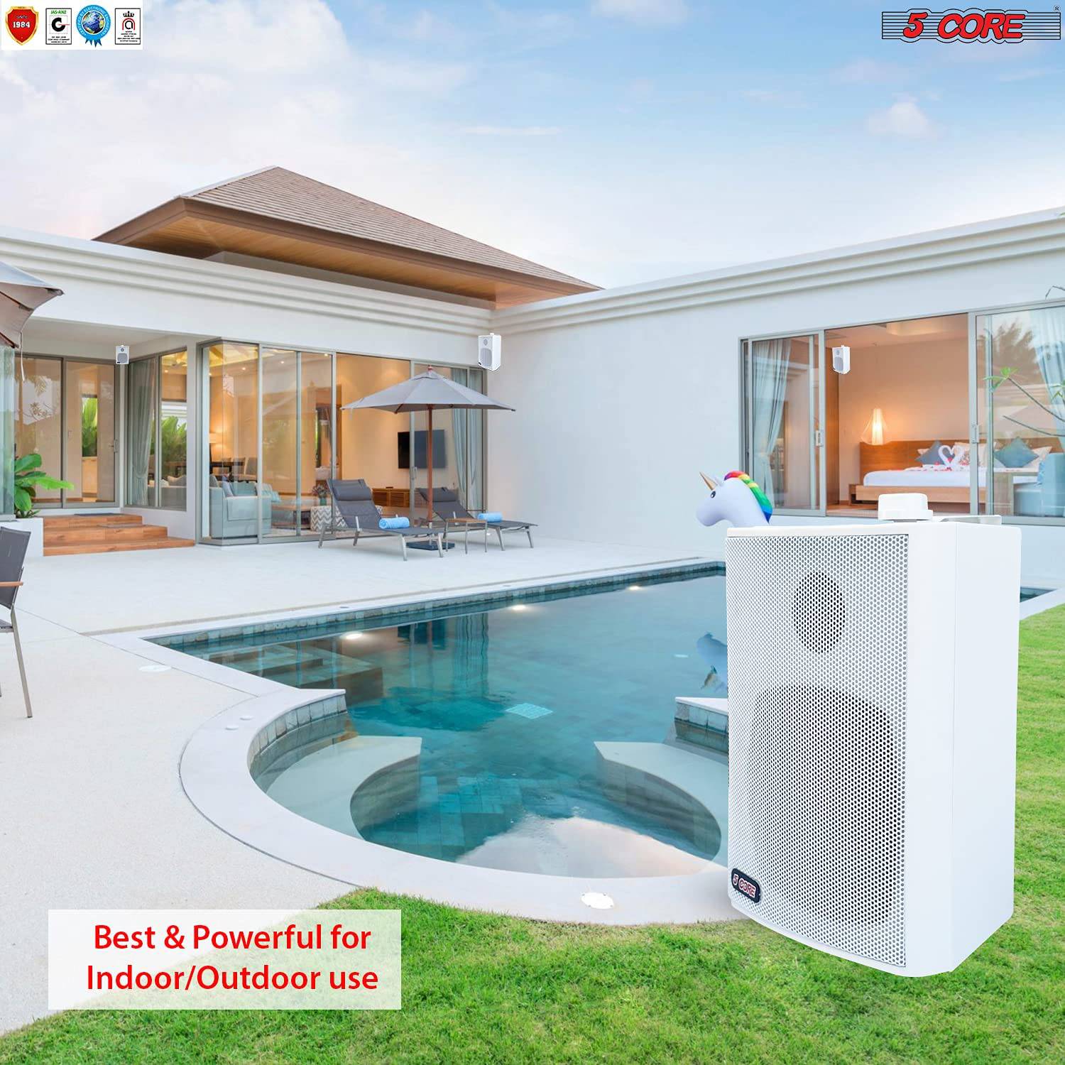 5Core 2 Way 20W Indoor / Outdoor Wall Speakers Pair (2 Pieces) White 13T WHT 1PK - Image 8