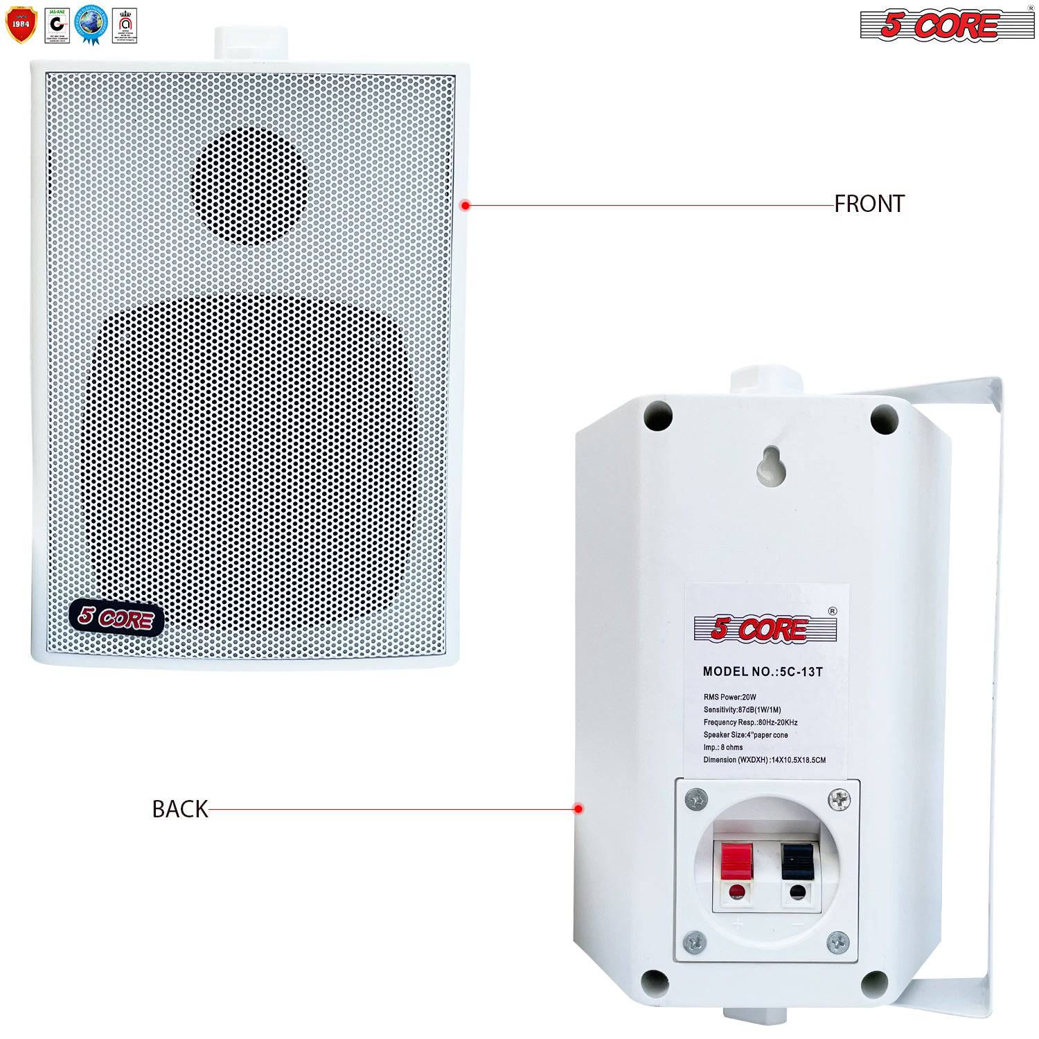 5Core 2 Way 20W Indoor / Outdoor Wall Speakers Pair (2 Pieces) White 13T WHT 1PK - Image 2