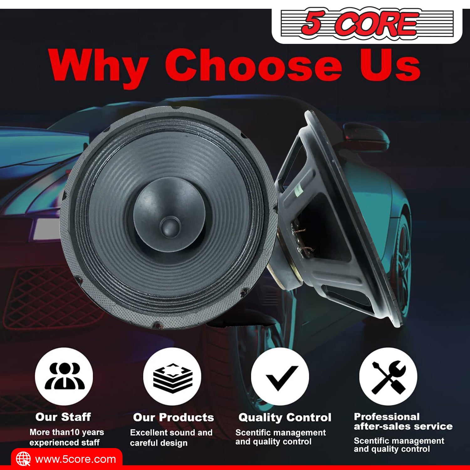 5Core 12" inch Subwoofer Car Audio Premium PA DJ Sub Woofer 1200W FR-12120DC - Image 5